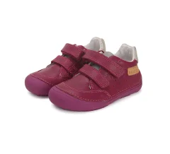 Detské dievčenské kožené topánky Barefoot D.D.step dark pink S063-41377C
