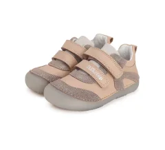 Detské dievčenské kožené topánky Barefoot D.D.step Cream S063-41948C