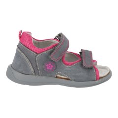 Protetika detské kožené sandálky šedo-fuxiové ORS T115A