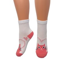 Ponožky bavlnené srdiečko s mačičkou 2220, 2232
