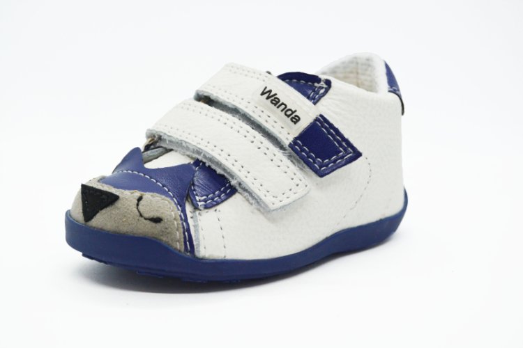 Wanda detská obuv na prvé kroky bielo/modrá suché zipsy 019VT-109797
