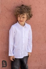 Košeľa bavlnená pre chlapcov dlhý rukáv biela All For Kids