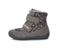 Detské dievčenské zimné BAREFOOT topánky D.D.step dark grey W063-333+