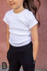 Tričko dievčenské  krátky rukáv biele rebrované All For Kids