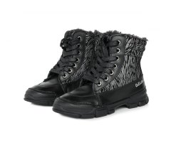 Detské dievčenské zimné topánky D.D.step black W056-385
