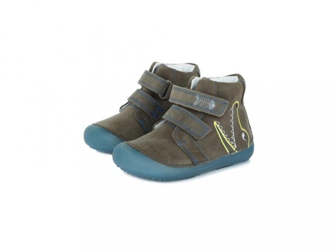 Detské chlapčenské kožené topánky Barefoot grey D.D.step A063-220A svietiaca podošva v TME