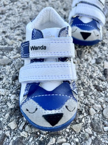 Wanda detská obuv na prvé kroky bielo/modrá suché zipsy 019VT-109797