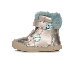 Detské dievčenské zimné topánky D.D.step cream W068-394C