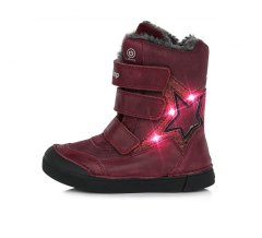 Detské dievčenské zimné topánky D.D.step LED raspberry W068-368