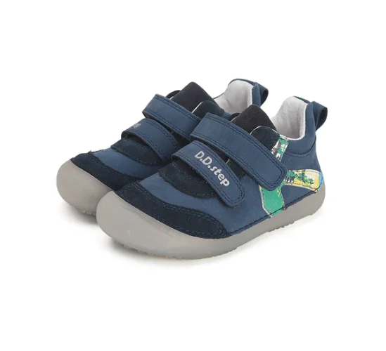 Detské chlapčenské kožené topánky Barefoot D.D.step royal blue S063-41948