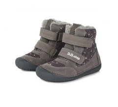 Detské dievčenské zimné BAREFOOT topánky D.D.step dark grey W063-333+
